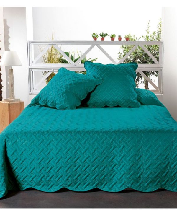 cuvertura pat dormitor verde turcoaz Californie