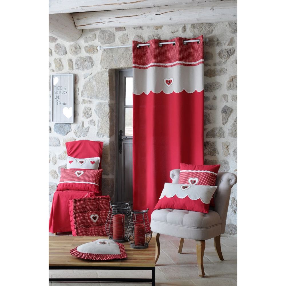 draperie bumbac rosie confectionata Lyna Rouge